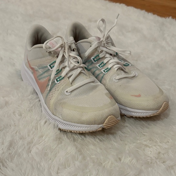 Nike Shoes - Women's White and Pink Nike Athletic Running  Sneakers